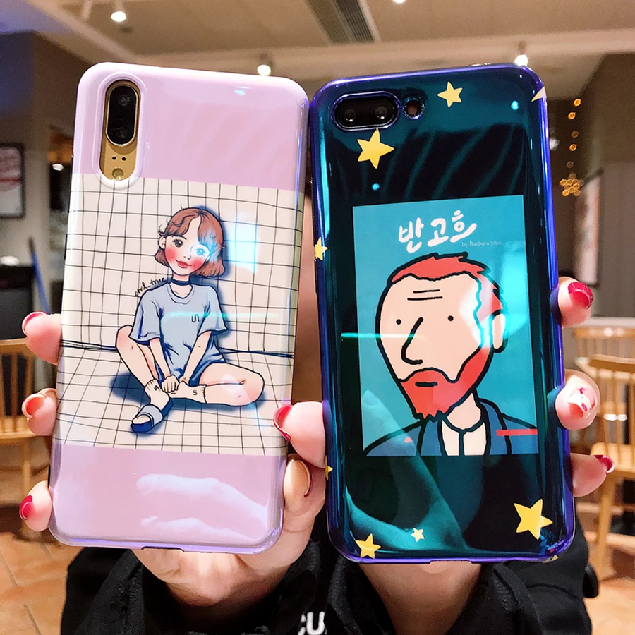 

case for huawei P20 lite pro Mate 10 pro nova 3 3i case cover blue ray painted soft silicon phone bag case for huawei honor 10