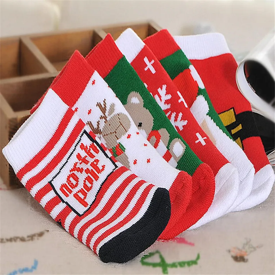 Christmas-Themed-Children-Pure-Cotton-Cartoon-Jacquard-Socks-Red-Christmas-Baby-Socks-Absorb-Sweat-Permeability-Socks