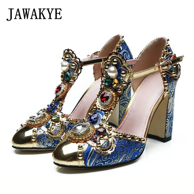 Handmade Diamond Gladiator Sandals Woman Metal Pointed Toe Flower Rhinestone Jewelled Embroidered High Heel Shoes Woman