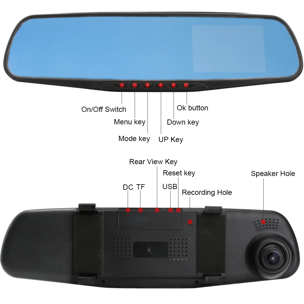 2017 Car DVR Camera Rearview Mirror Auto Dvr Dual Lens Dash Cam Recorder Video Registrator Camcorder Full HD 1080p G sensor DVRs