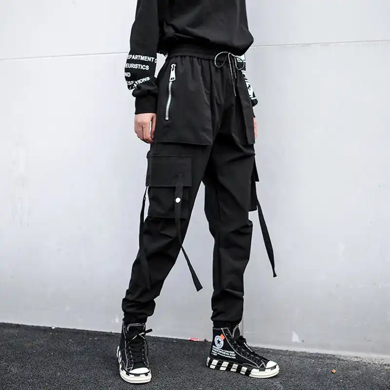 black fashion cargo pants
