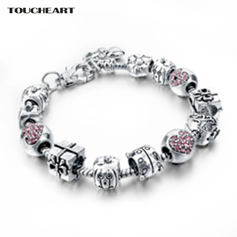 

TOUCHEART Luxury Brand Stainless Steel Heart Bracelet & Bangles For Women Silver Jewelry Making Adjustable Bracelets SBR140718