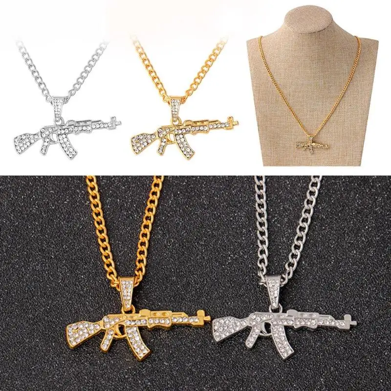 

Hip Hop Punk Unisex Fashion Cool Gun Pendant Necklace European Hip Hop Jewelry Stainless Steel Chain