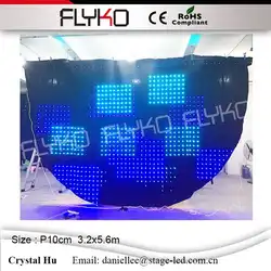 DJ/ночной клуб огнеупорный светодиодный видео занавес фон трехцветный RGB светодиодный бархатный фон ткань P10cm 3,2x5,6 m полукруг