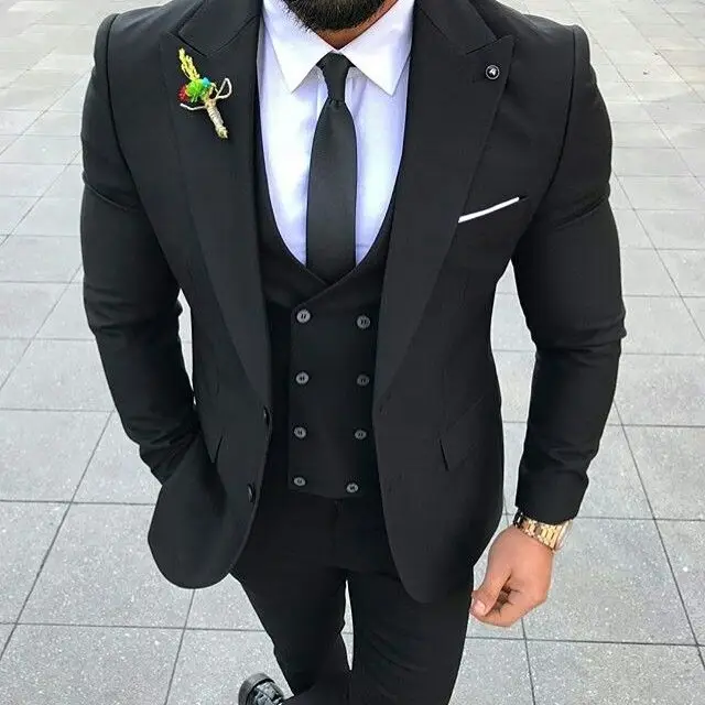 black 3 piece suit slim fit