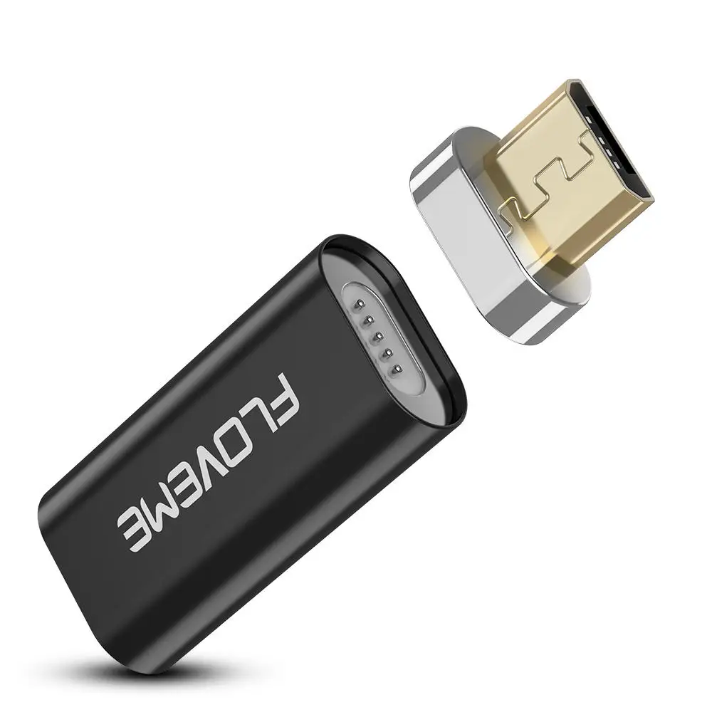 FLOVEME Магнитный телефонный адаптер Micro USB для type-C/для iPhone/Кабель зарядного устройства микро-usb Магнитный адаптер конвертер для samsung - Цвет: To Micro Black