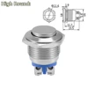 Interrupteur à boutons poussoirs en métal | Étanchéité IP67, bouton de pression en laiton nickelé auto-réinitialisation 1NO haut/plat/forme ronde, 16mm ► Photo 3/6