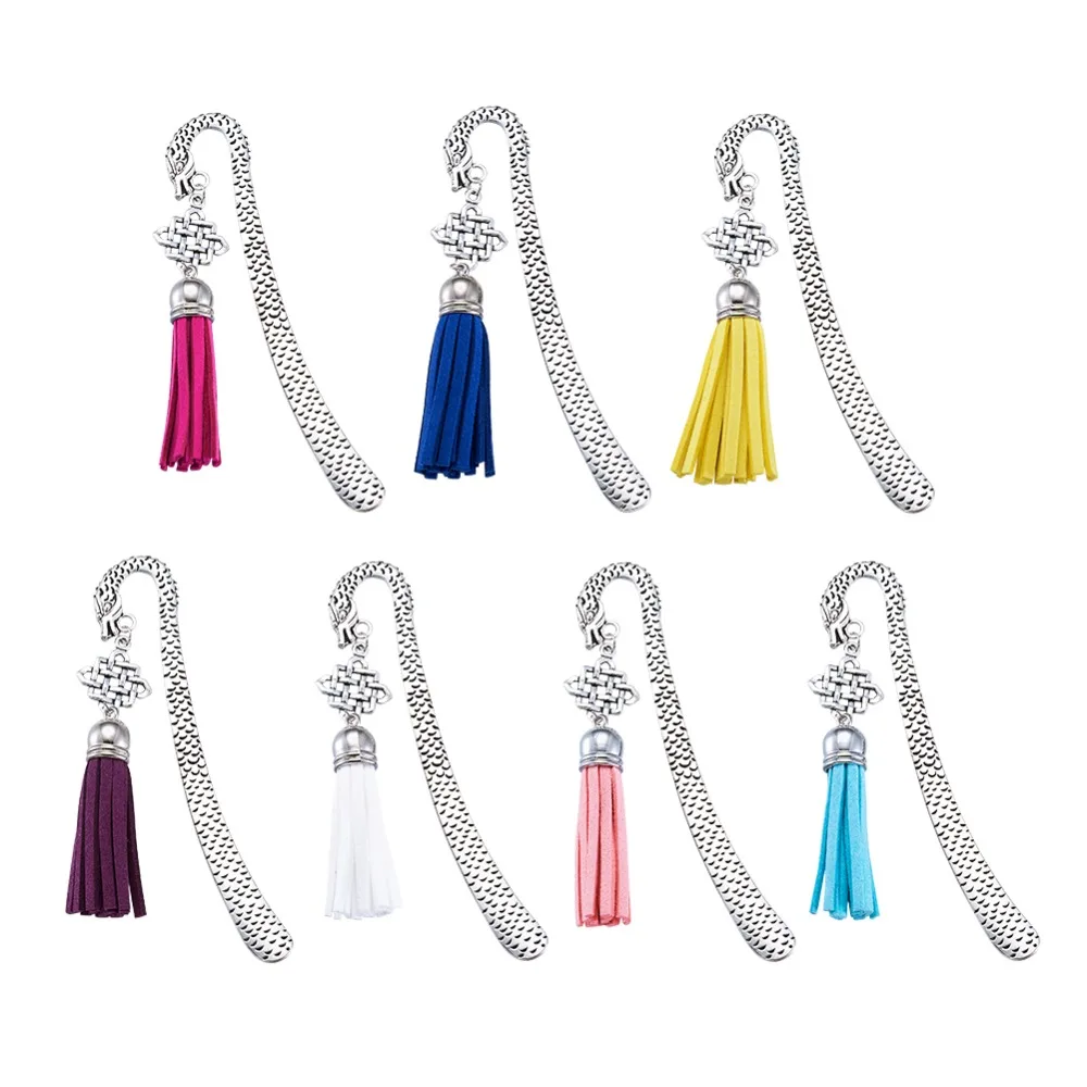 

Glass Bookmarks/Hairpins, with Handmade Polymer Clay Plumeria Beads, Rhinestone Beads and Alloy Bookmarks, Mixed Color, 80mm