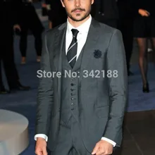 На заказ облегающие смокинги для жениха темно-серые лучшие мужские лацкан друг жениха Мужские свадебные костюмы Жених(куртка+ брюки+ галстук+ жилет) мы