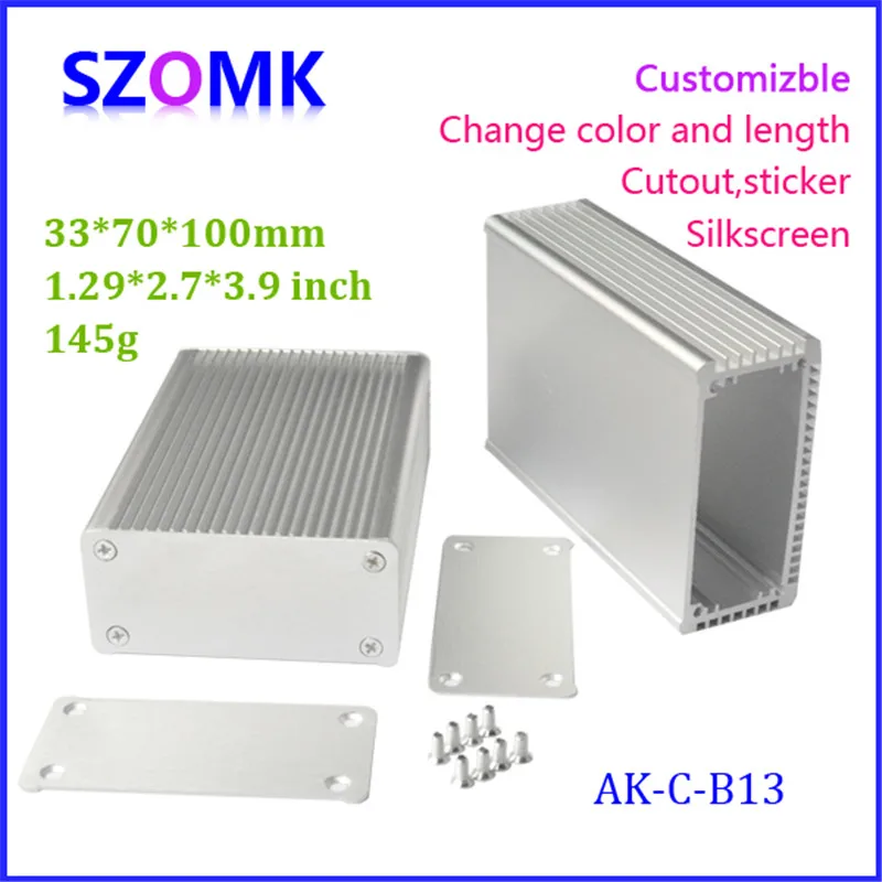

1 piece, 33*70*100mm hot selling szomk pcb outlet enclosure aluminum extrusion radiator enclosure box electric aluminum case