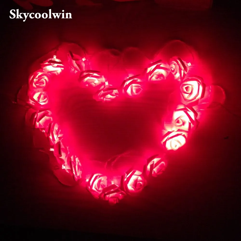

3*AAA Battery Operated LED Rose Flower 3M 20LED Christmas holiday String Lights for Valentine Wedding Party Garland Decoration