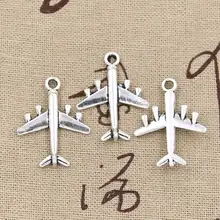 15 pçs encantos avião avião 27x21mm antigo bronze prata cor pingentes fazendo diy artesanal tibetano bronze prata cor jóias