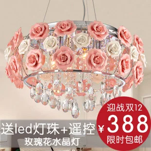 

2016 Luminaire Lamparas New Arrival Romantic Pastoral Led Rose Flowers Crystal Lamp Chandelier Living Room, Bedroom Lamps 5201