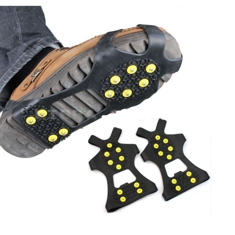 Snow Ice Cleat Crampons,ZJchao Professional 10 Studs Anti-Skid Portable Universal Snow Ice Thermoplastic elastomer Climbing Shoes Spikes Grips Cleats for Shoes Covers Crampons Size S/M/L/XL 