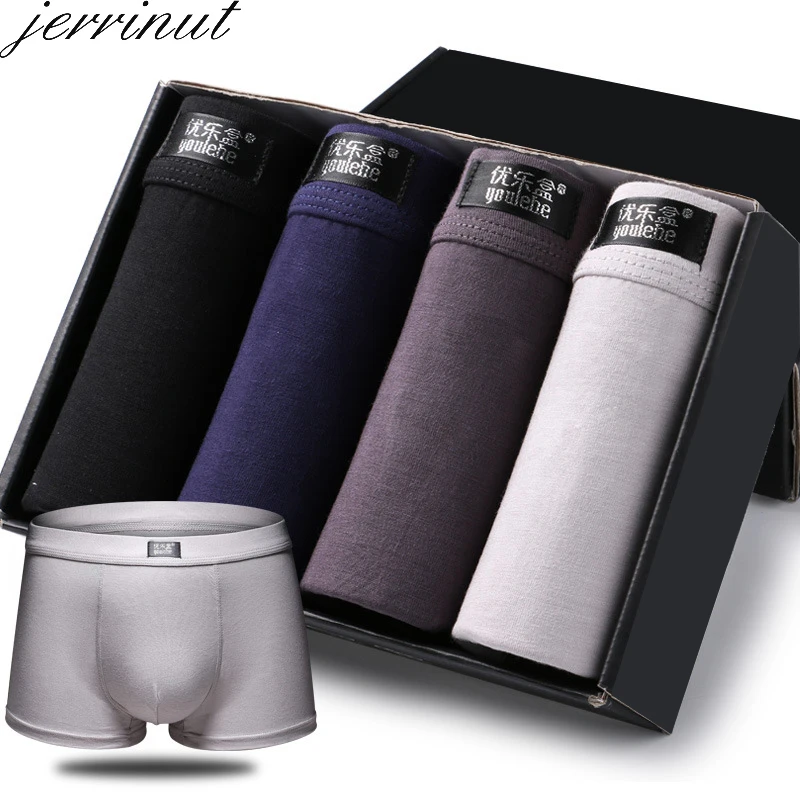 jerriunt 4Pcs/lot Mens Boxers Sexy Breathable Underwear Soft Men Solid Boxer Shorts Cueca Boxer Men XXL XXXL Male Boxer Panties трусы мужские мужские трусы нижнее белье трусы мужские боксеры