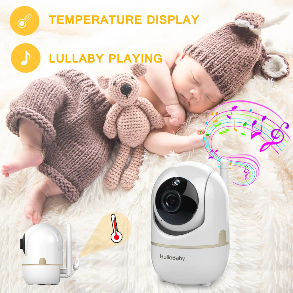 HelloBaby 3,2 дюймов HB65 видеоняня с удаленной камерой Pan-Tilt-Zoom, двухсторонняя система заднего вида, монитор температуры ночной съемки