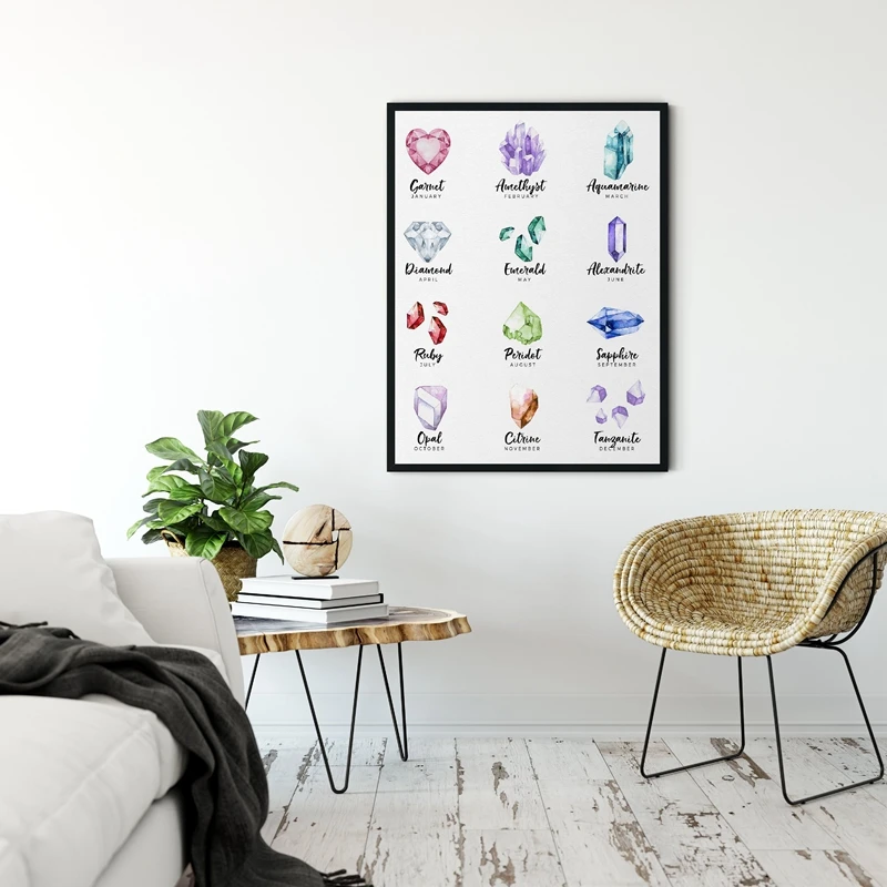 Birthstone chart wall art print living room decor