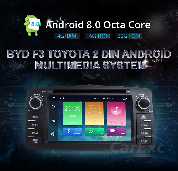 Top Android 9.0 Octa Cores Car DVD Player Stereo System For Toyota Corolla E120 BYD F3 GPS WIFI Multimedia GPS Radio Navigation 2