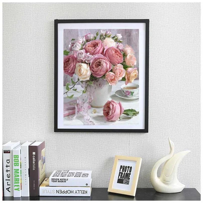 Diy diamond embroidery bright flower 5D diamond painting modern flower cross stitch rhinestone painting 2019 new #3M18 (2)