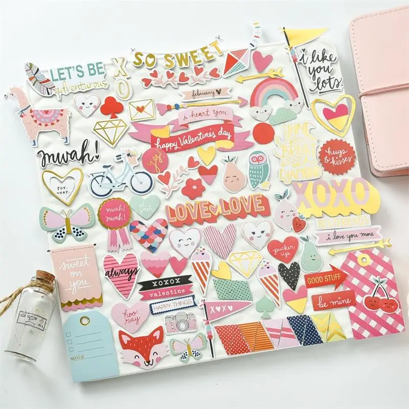 

ZFPARTY Sweet Love Cardstock Die Cuts for Scrapbooking Happy Planner/Card Making/Journaling Project