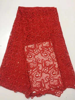 

Butterfly design exquisite African soluble lace fabric wedding dress Nigeria red rope lace fabric for the bride CD2973