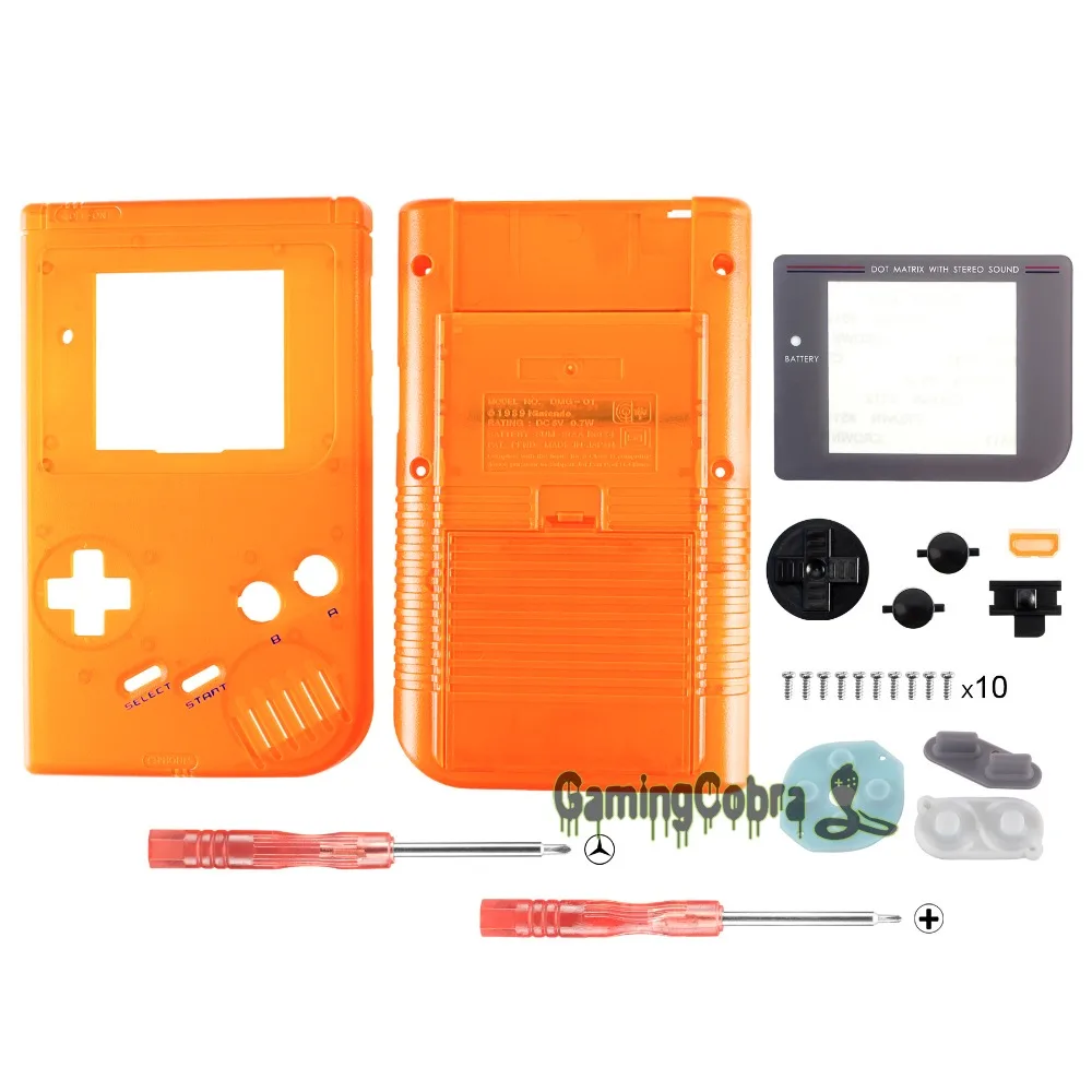 Clear Orange Full Housing Shell Buttons with Screen Len for Gameboy DMG-01 - GBF006