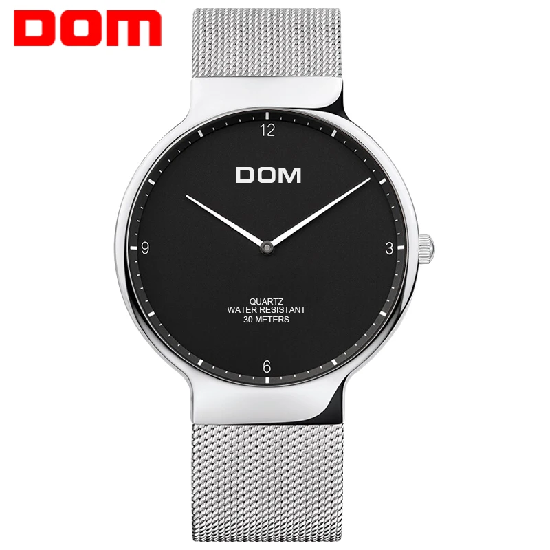 

DOM Men Quartz Watch Men's Quartz Stainless Steel Clock Fashion Waterproof Wrist Watch Big Dial Watch Reloj Hombre M-32D-1MS