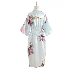 Невесты шелковый невесты Матери халат с золотым письмо сексуальные Для женщин Длинные атласные свадебные кимоно пижамы Get Ready халаты