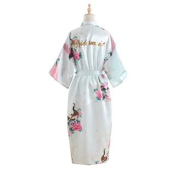 

Bridesmaid Silk Bride of Mother Robe with Gold Letter Sexy Women Long Satin Wedding Kimono Sleepwear Get Ready Robes