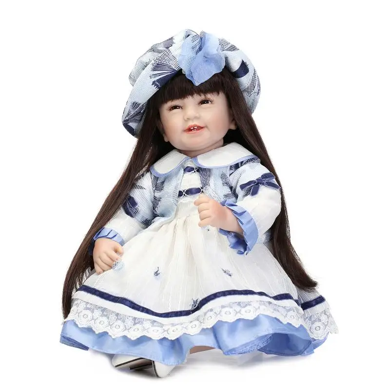55CM Silicone Reborn Baby Doll Girls Toys Long Hair Princess Doll Toddler Doll Lifelike Newborn Baby Doll Soft Vinyl Toys Gifts 55CM Silicone Reborn Baby Doll Girls Toys Long Hair Princess Doll Toddler Doll Lifelike Newborn Baby Doll Soft Vinyl Toys Gifts