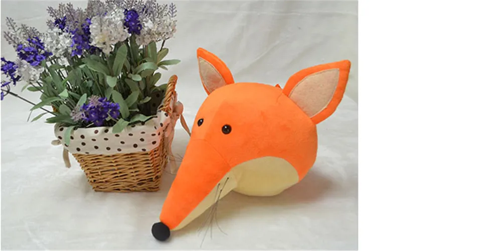 animals elephant fox deer head plush toys home decoration 17