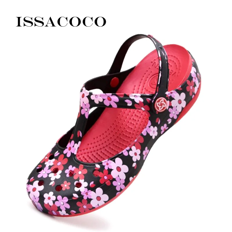 ISSACOCO/женские шлепанцы; Летние сандалии; пляжная обувь для сада; прозрачная обувь; однотонные пляжные сандалии на толстом каблуке; домашние шлепанцы; вьетнамки - Цвет: Black