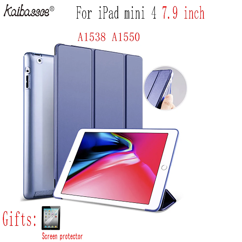 

Kaibassce Tablet Flip Smart Sleeping Bracket Cover Soft Edge All Inclusive Hard Bottom PC Case for iPad mini 4 7.9 inch
