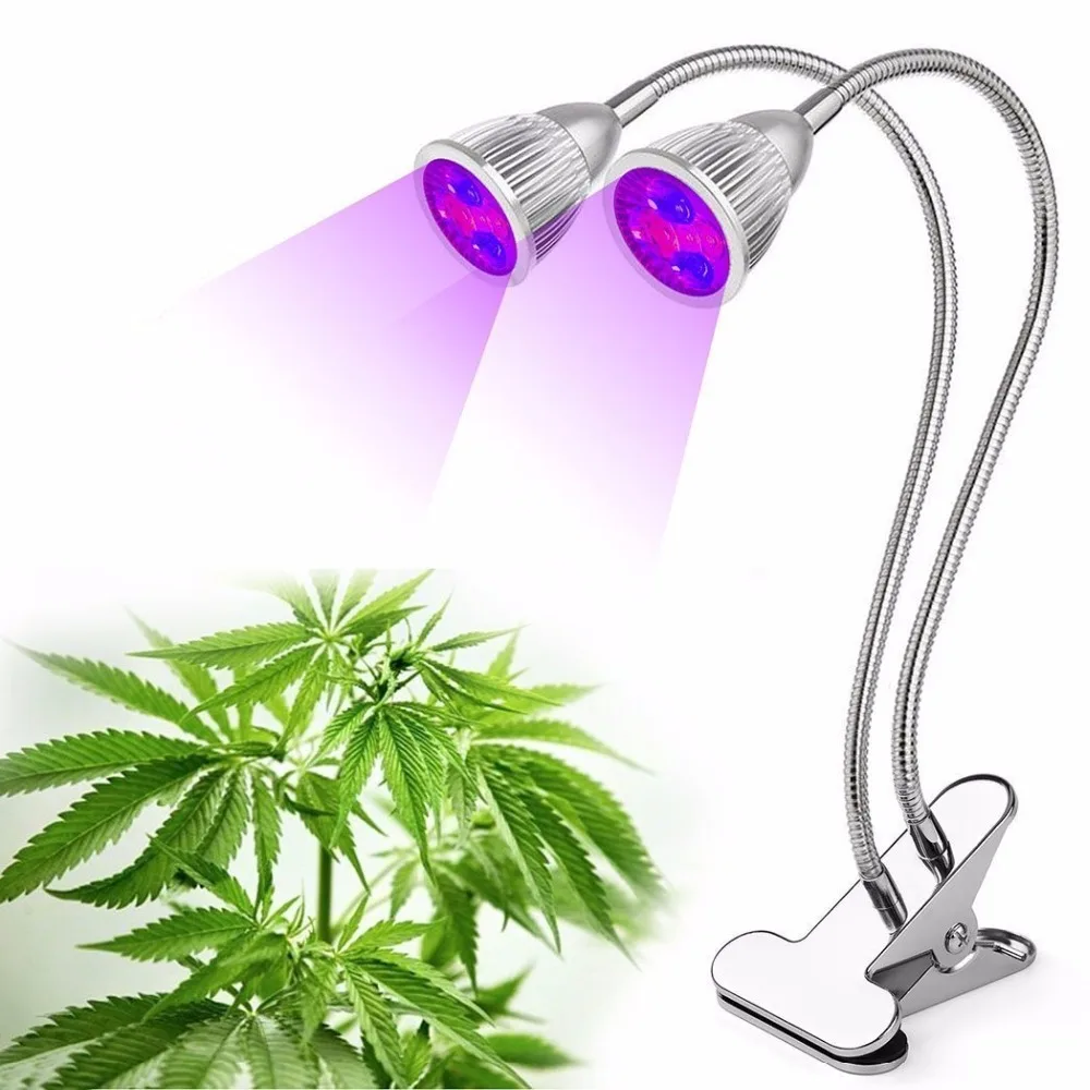 

Dual Head Led Grow Light 20W Desk Clip Lamp with 360 Degree Flexible Gooseneck and for Indoor Plants Greenhouse Office