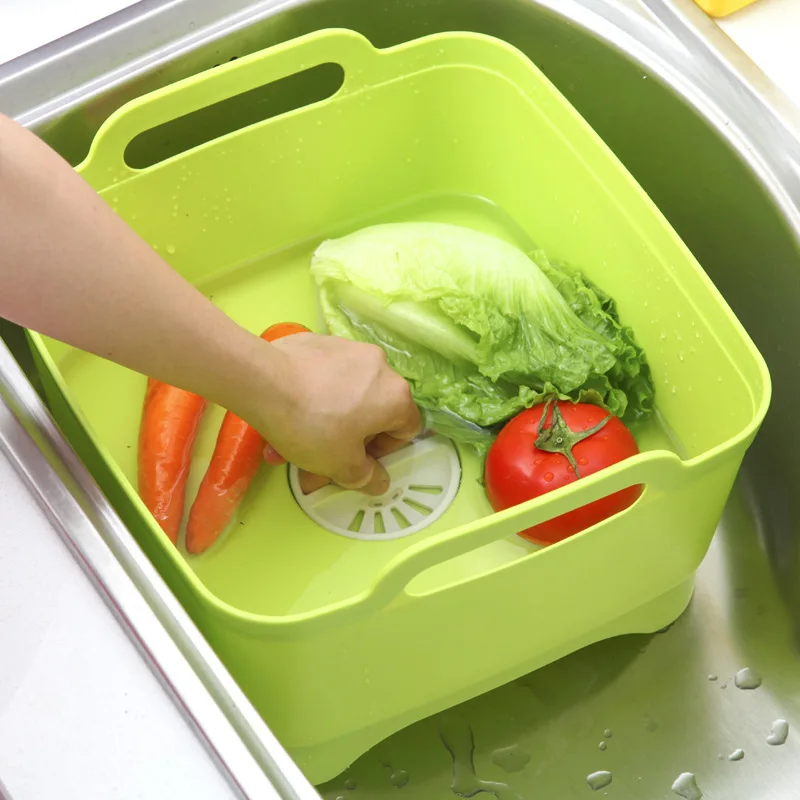 2 In 1 Plastic Double Layer Drain Basket Kitchen Washing Bowl Vegetable Fruit dry storage Basket Noodles Rice Strainer 2 In 1 Plastic Double Layer Drain Basket Kitchen Washing Bowl Vegetable Fruit dry storage Basket Noodles Rice Strainer