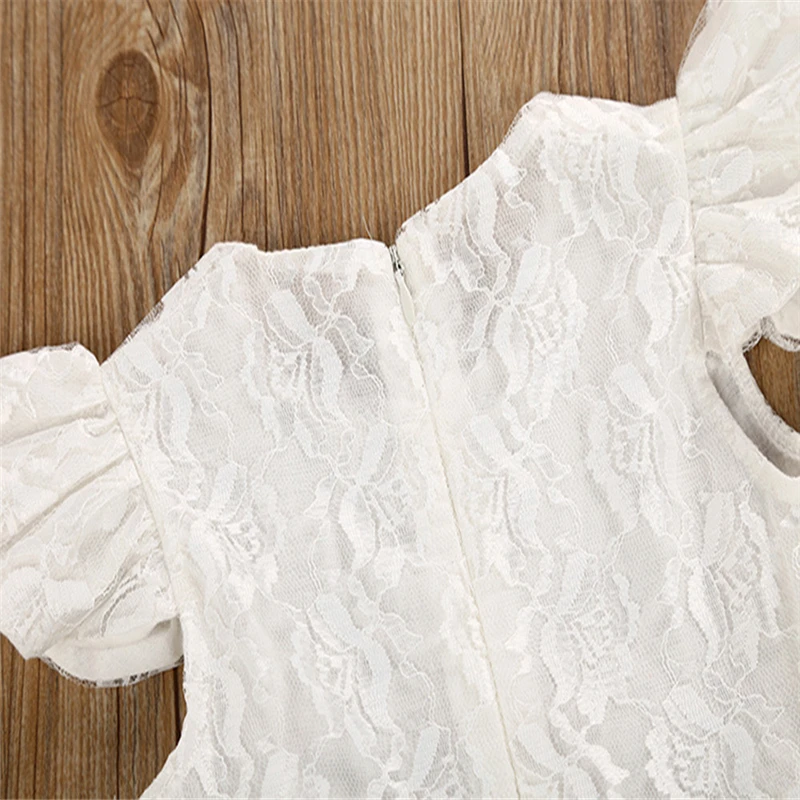 Summer Dress Cotton Toddler Kids Baby Girl Flower Ruffle Princess Party Pageant Dress Clothes White Dress Girl Princess V4# (8)