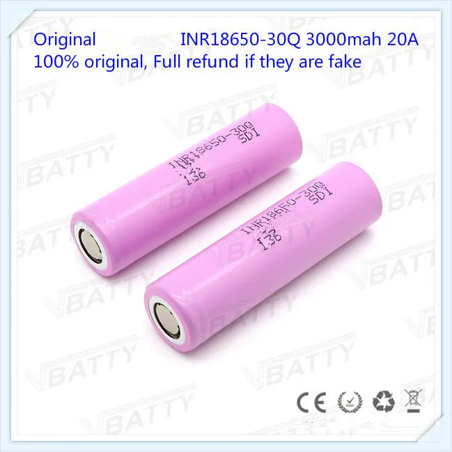 

Lithium ion battery INR18650-30Q 3000mah rechargeable battery 3.6V 3000mah 18650 power battery for samsung powerful battery(1pc)