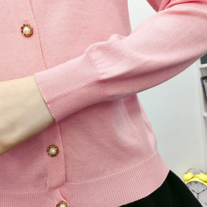 Sunflower button Women Knitted Cardigan Autumn Winter 2018 Casual O-Neck Long Sleeve Crochet Knit Sweater Coat Female Tops D208