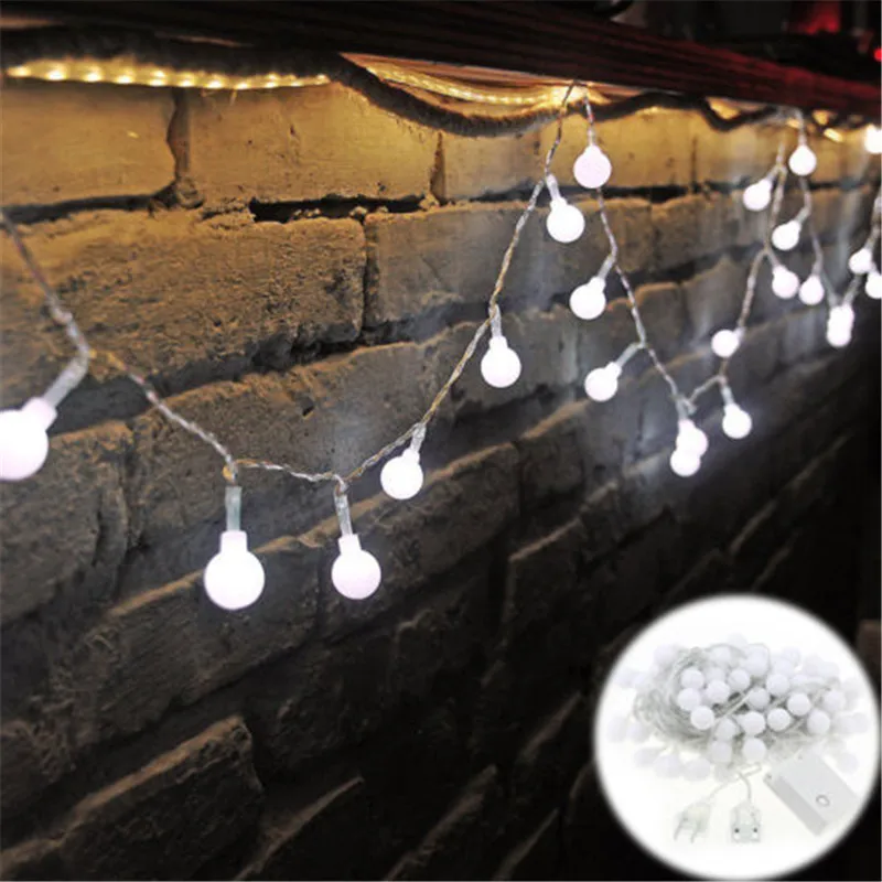 220V New year Christmas Light 10M 100LED Milky Ball LED Fairy String Light Indoor & Outdoor Garden,Party,Wedding Holiday Lights 220v eu plug 10m 100m led fairy garden lights outdoor garland waterproof christmas string light for wedding party new year decor