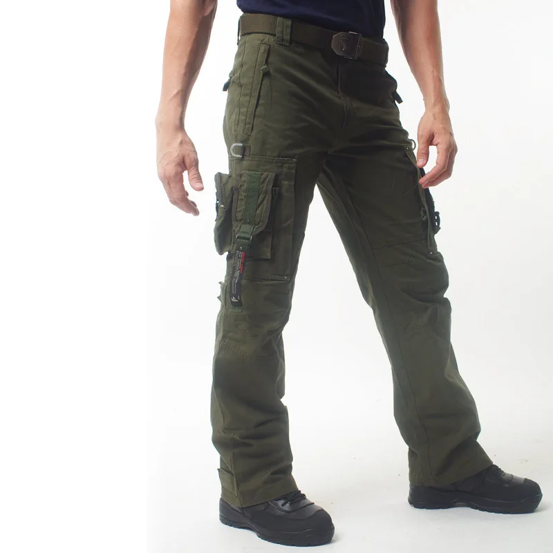 Мужские брюки-карго, комбинезоны с несколькими карманами, военные тактические штаны, рабочие армейские стильные брюки размера плюс, Свободные повседневные штаны