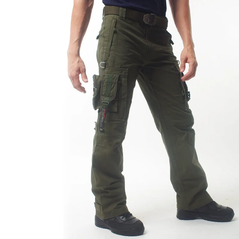 Men Cargo Pants Overalls Multi Pockets Military Tactical Pants Tooling Combat Style Plus Size Trouser Loose Commando Casual Pants (4)
