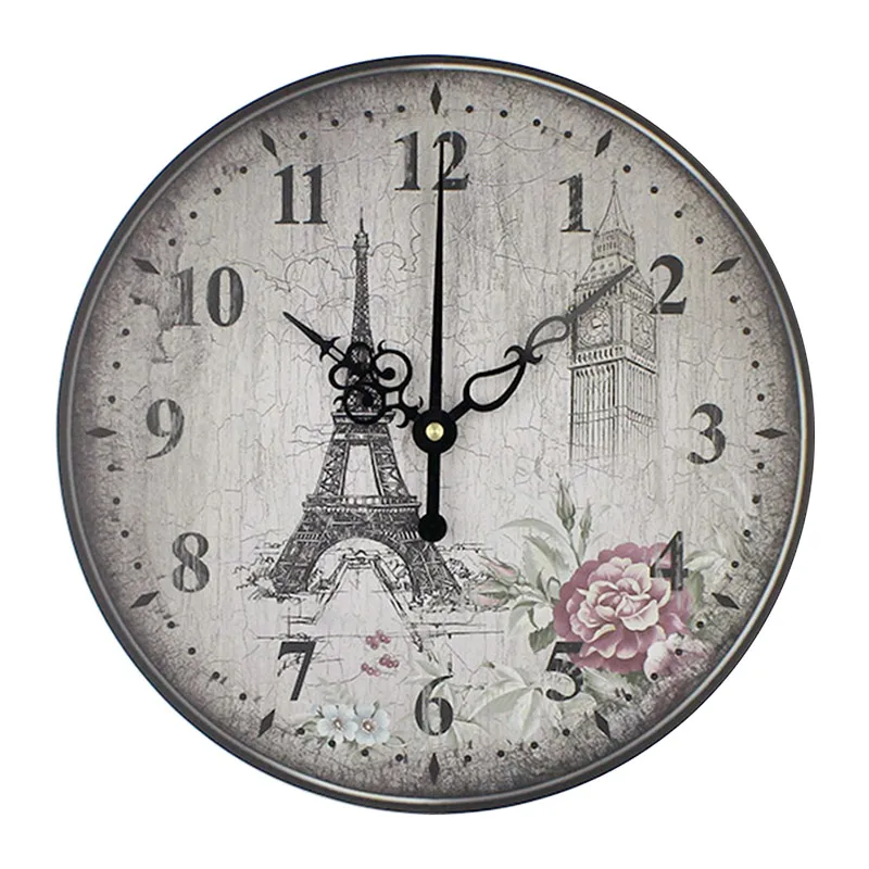 Eiffel tower large decorative wall clock absolutely silent bedroom wall clocks vintage wall