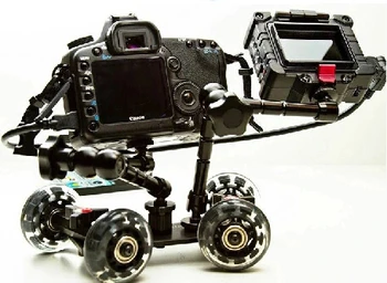

4 wheel DSLR Camera Video Desktop Slider Rail Track Stabilizer Slider Dolly Car Blue Black color
