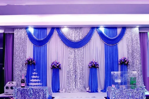 Экспресс Свадебные сценические декорации Романтические свадебные занавески с блёстками Js-87 - Цвет: stone blue
