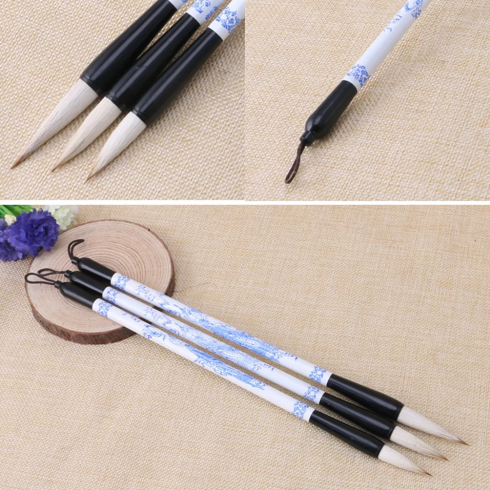 

Chinese Calligraphy Brushes Pen for Woolen Weasel Hair Writing Brush Fit For Student School CLASSIC Blue and white porcelain