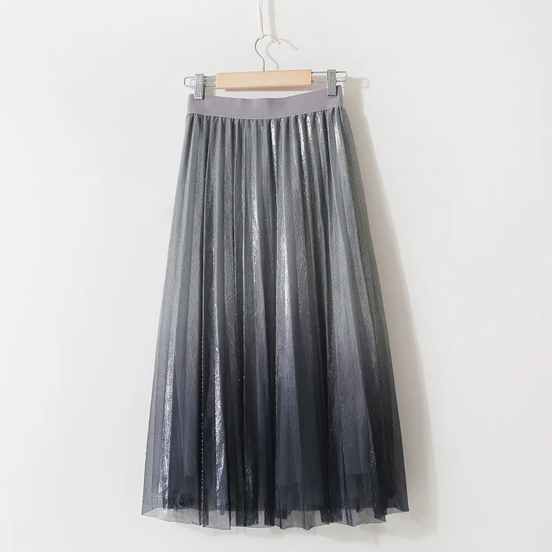 Женская длинная фатиновая юбка-пачка милые юбки вечерние пляжные многоцветные мяч для гольфа яркие шелковые плиссированные юбки 50