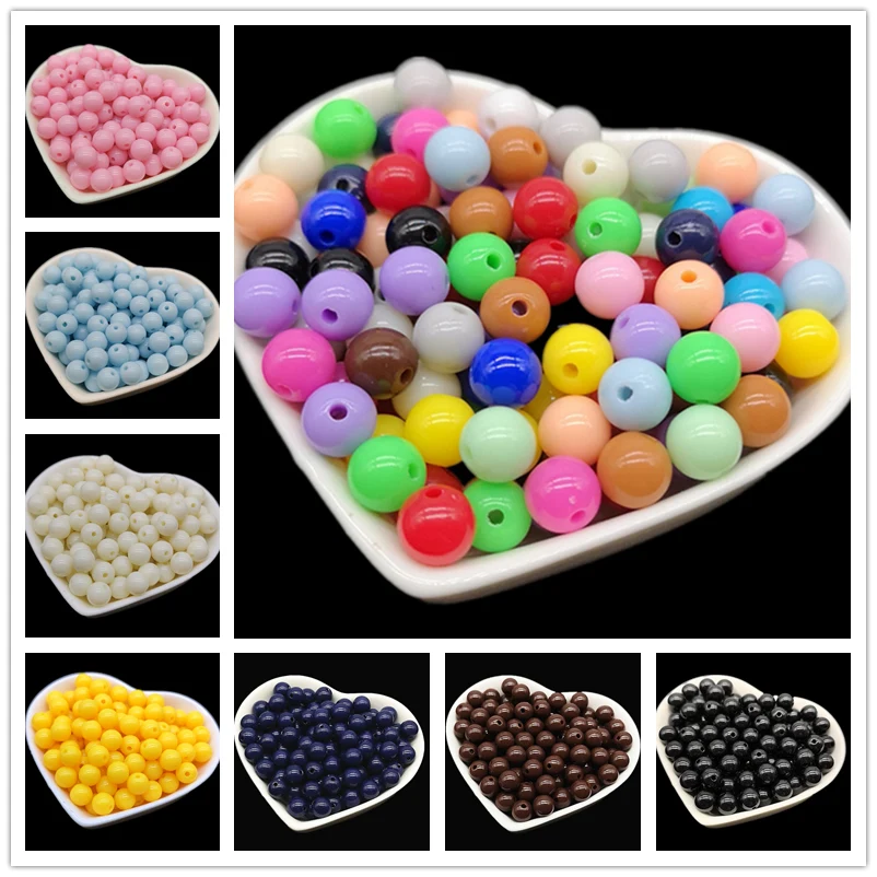 

4 6 8 10 mm Acrylic Beads for Jewelry Making Handmade Necklace Bracelet DIY #BZ4160