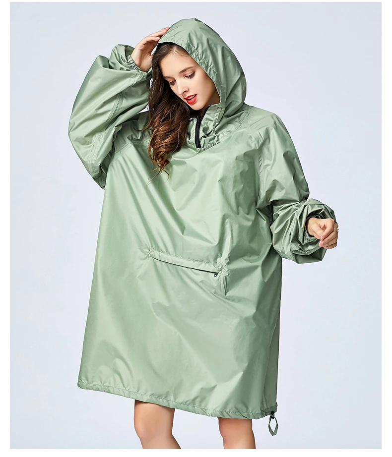 Женский плащ Yuding из полиэстера, уличное плотное дождевик, пончо с капюшоном, непромокаемая куртка для женщин с передними карманами