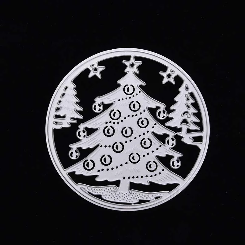 

Christmas tree circle frame metal cutting dies for scrapbooking stencil craft embossing stansmessen Christmas dies card making