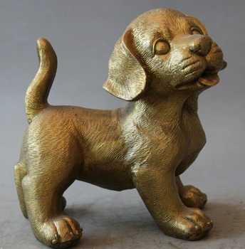 

fast shipping USPS to USA S1990 8" Chinese Brass animal Zodiac Year door Dog doggie Pekinese sculpture Statue